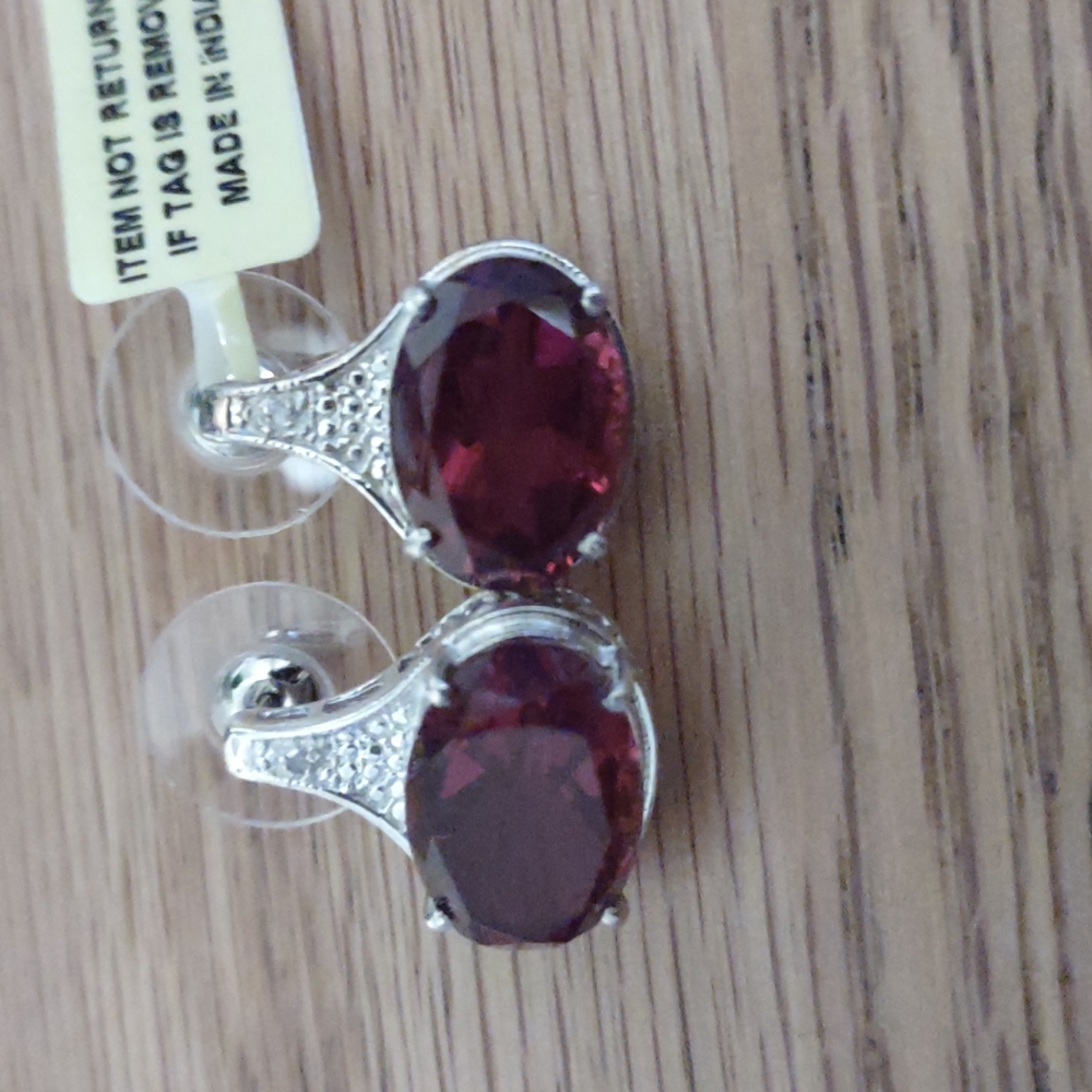 Nwt 925 sterling Garnet earrings